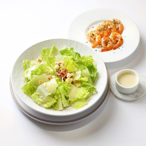 Caesar Salad with Grilled Prawns